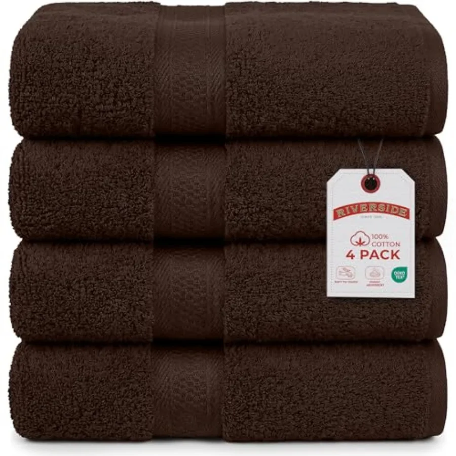 

100% Ring Spun Cotton Large Set of 4, 27 x 54 Inch Quick Dry, Soft and Highly Absorbent for Shower and room Luxury 600 GSM for