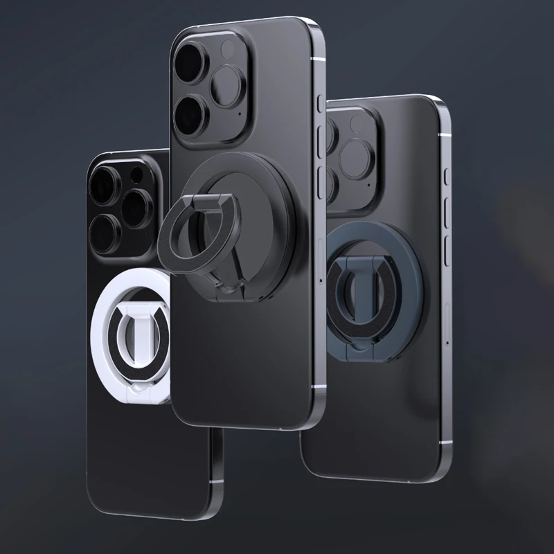 Supporto per anello da dito con magnete forte per telefono cellulare per iPhone 17 16 15 14 Supporto magnetico bifacciale Supporto per telefono pieghevole per Magsafe