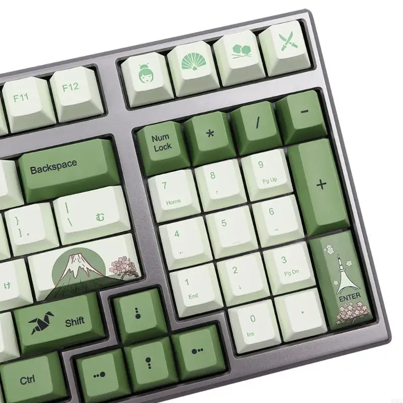 B0KF DIY Keyboard 127 for Key Keycaps Set OEM Matcha PBT Dye Subb for Cherry MX Switc