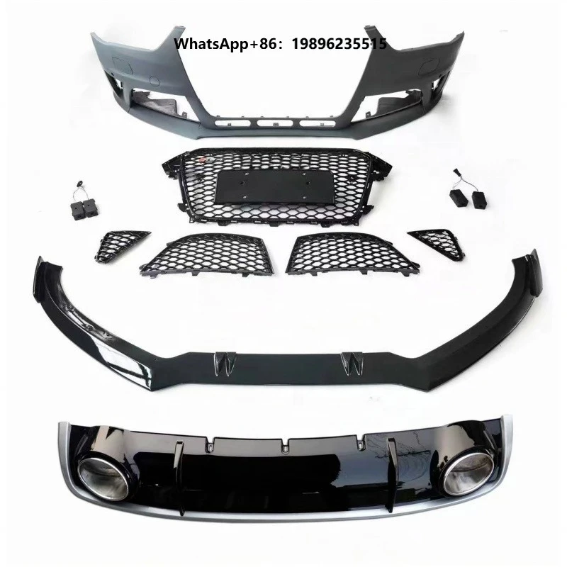 Car Body Kit A4 B8 B8PA 2013-2016 Facelift Upgrade to RS4 2019 Grill Bumper Body Kit.Front Bumper Surround+Diffuser