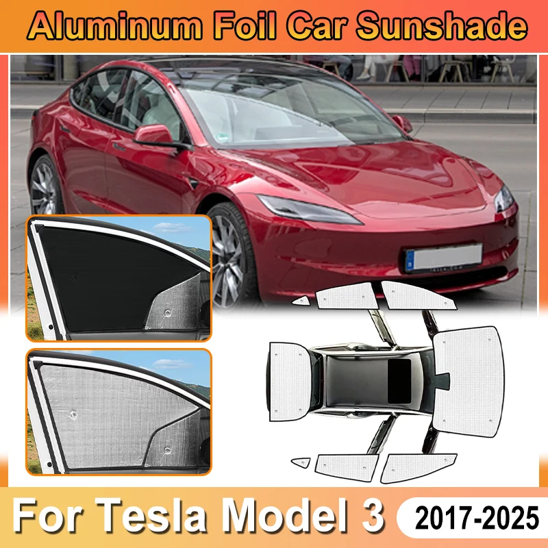 

For Tesla Model 3 Accessories E210 2018~2024 Car Aluminum Foil Windshield Sun Shade Covers Heat Shield Sun Parts Auto Accesorios