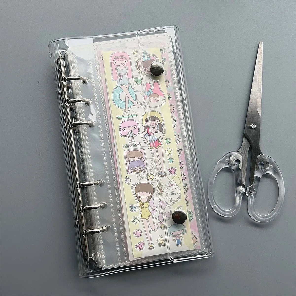 A6half Transparent PVC Loose-Leaf Notebook Cover Folder 6 Ring Binder Journal Planner School Stationery Scrapbooking
