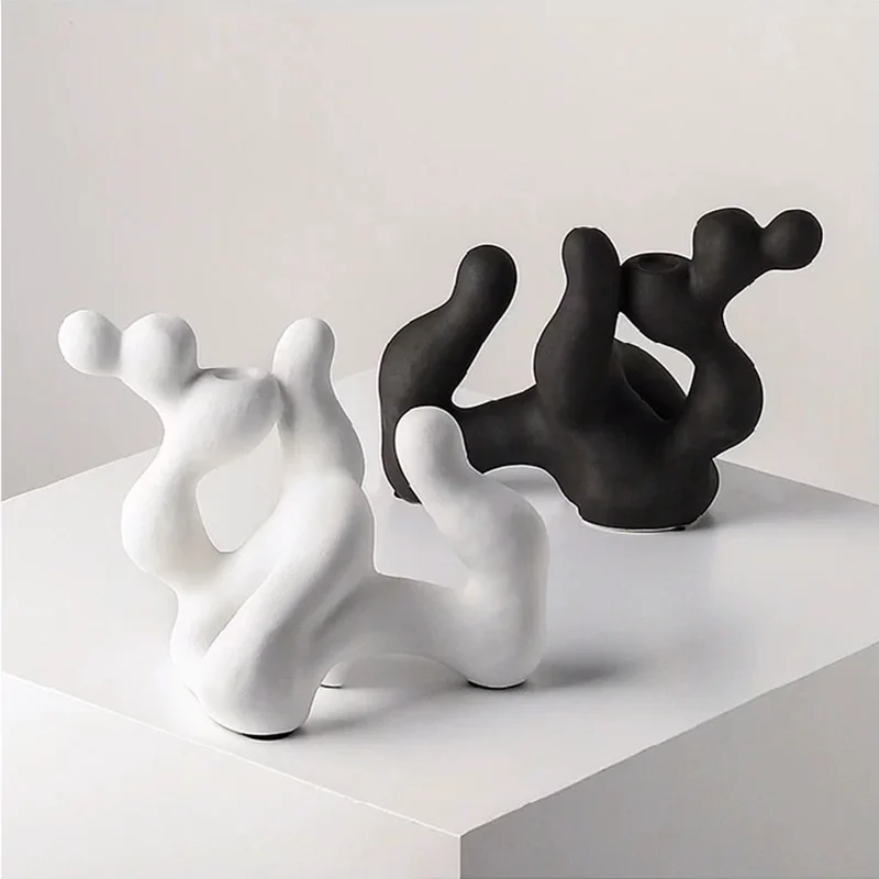 Home Decoration Candle Holder Ceramic Irregular Candlestick Wave Point Bedroom Atmosphere Photography Prop Wedding Decoration
