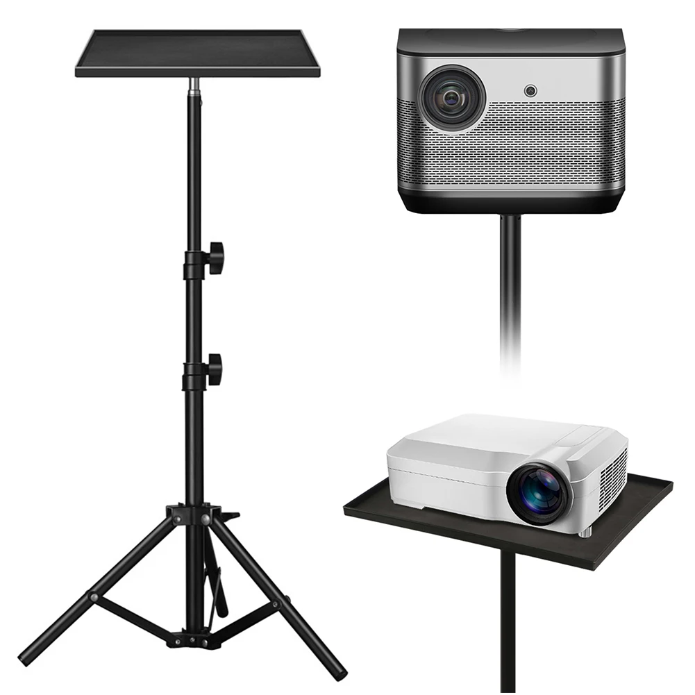 Universal Projector Stand Mount 1.2m Adjustable Height Tripod Tray w/ 1/4'' Thread Metal Base DJ Equipment Holder for Projector