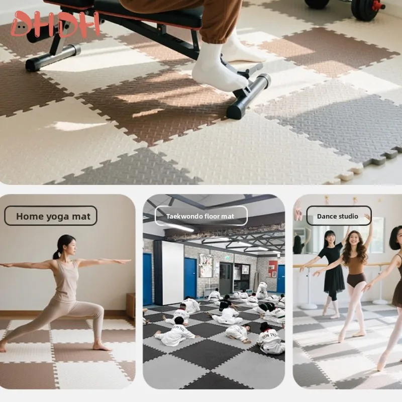 Gym Floor Mat for Home Workout Anti-Slip Rubber Exercise Mat with Interlocking Design, Durable Fitness Rug Weightlifting & Yoga gallery 5