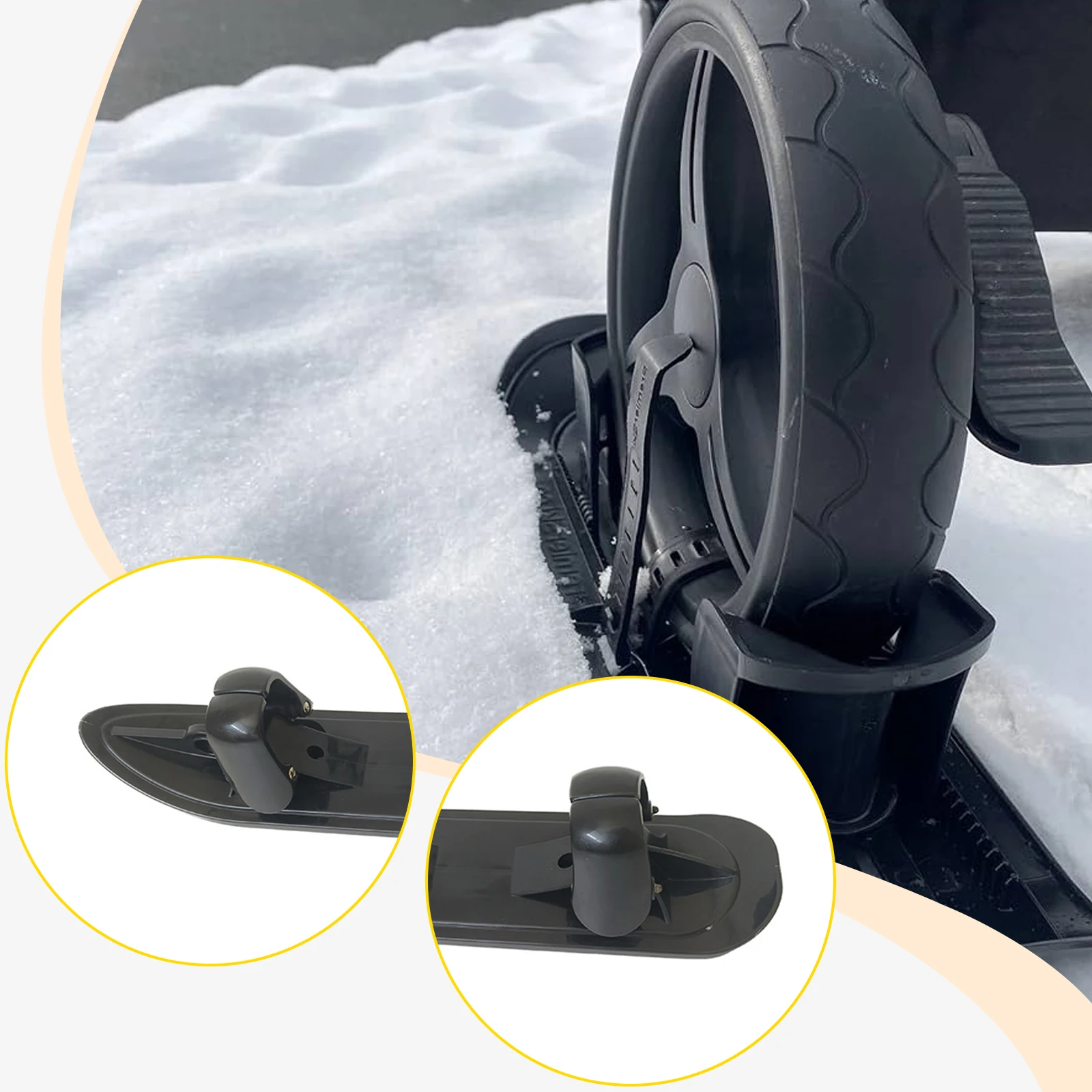 2 in 1 Snow Scooter Strollers Wheel Ski Sled Outdoor Winter Snowboards Ski Sled Board for Bikes Cycling Skiing Attachment