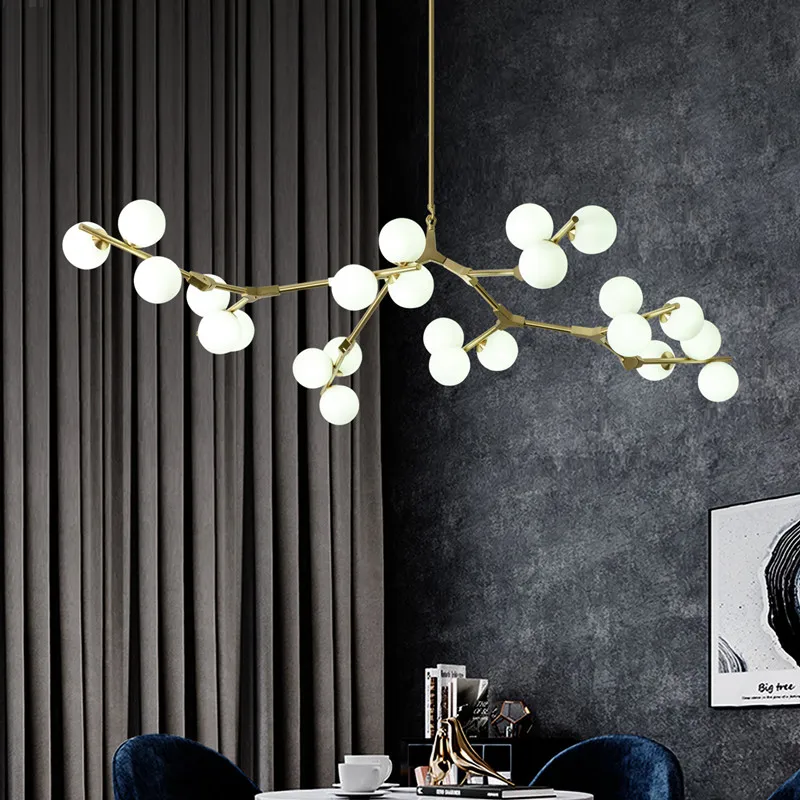 Post Modern Glass Balls LED Pendant Lights Branches Style Chandeliers Ceiling Lamp Living Dining Bedroom Lighting Fixtures