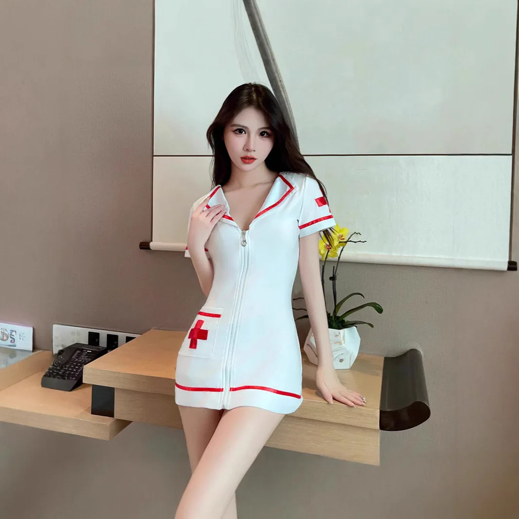 Costume d'infirmière Sexy, ensemble de sous-vêtements loween Roleplay pour femmes, nouvelle collection printemps tricoté en Polyester, t-shirt en Fiber d'acétate