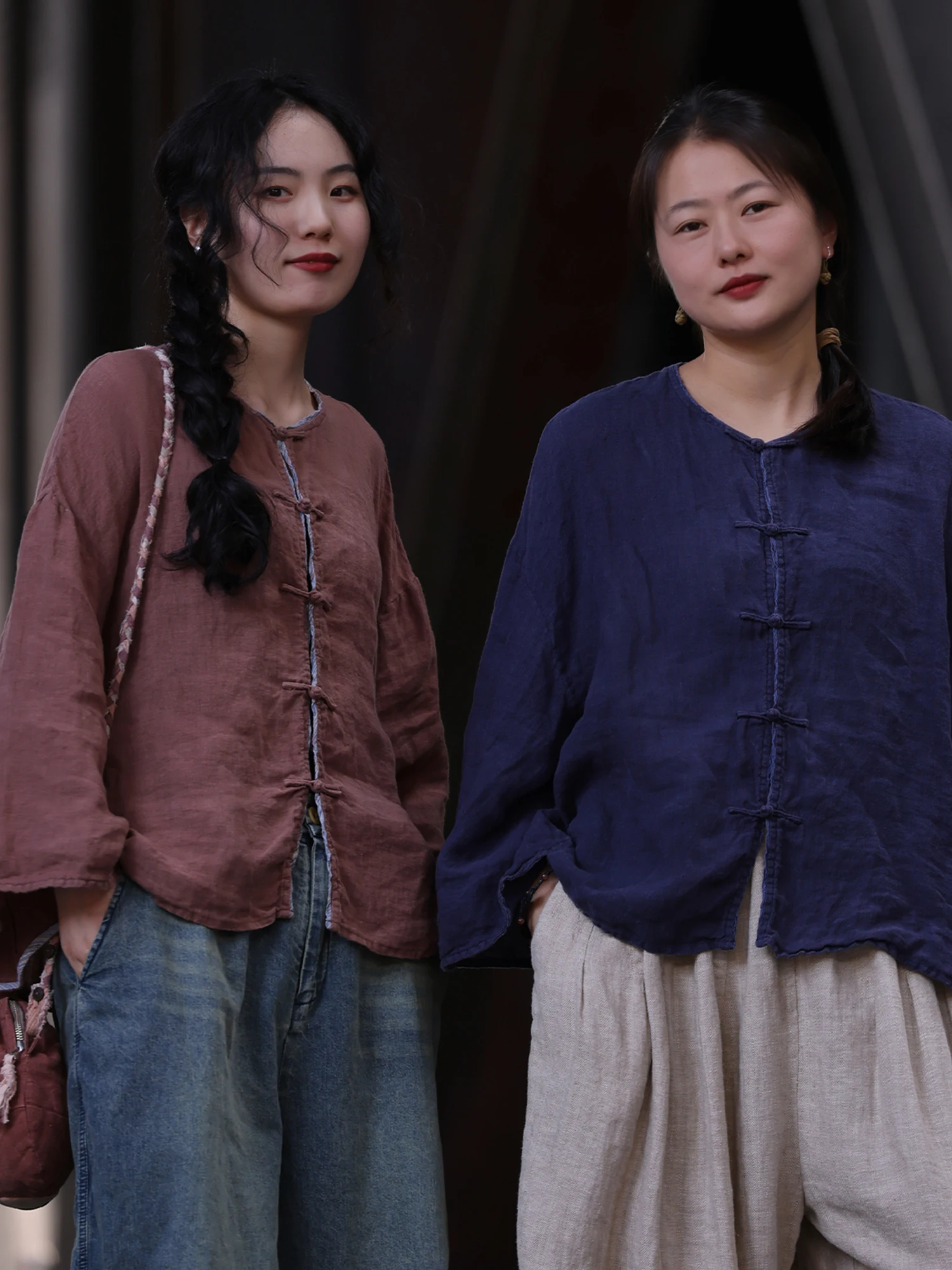 

PengPengHome 3886 Vintage Linen irt Long Sve Versatile Button up Top Comfortable Loose Fit Summer Faion Ladies' irt