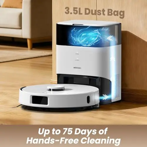 

AIRROBO T30+ Robot Vacuum & Mop – 12KPa Suction, 75-Day Self-Empty, Smart Mapping, White