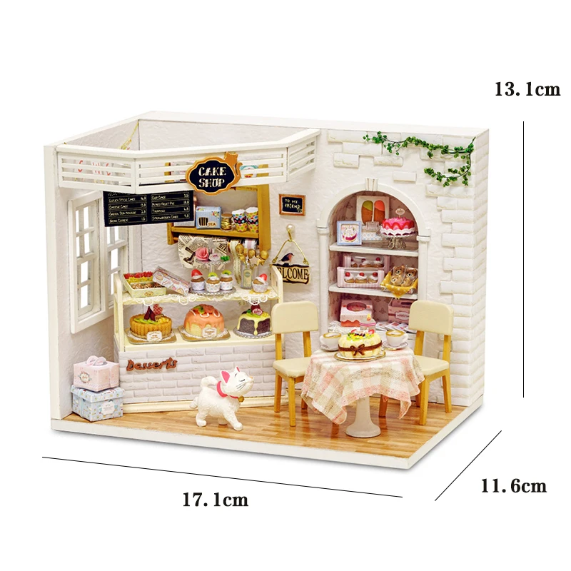 Wooden Mini Doll House 3D Puzzle Assembly Building Model Toys Home Bedroom Decoration With Furniture LED Lights Toy Xmas Gifts