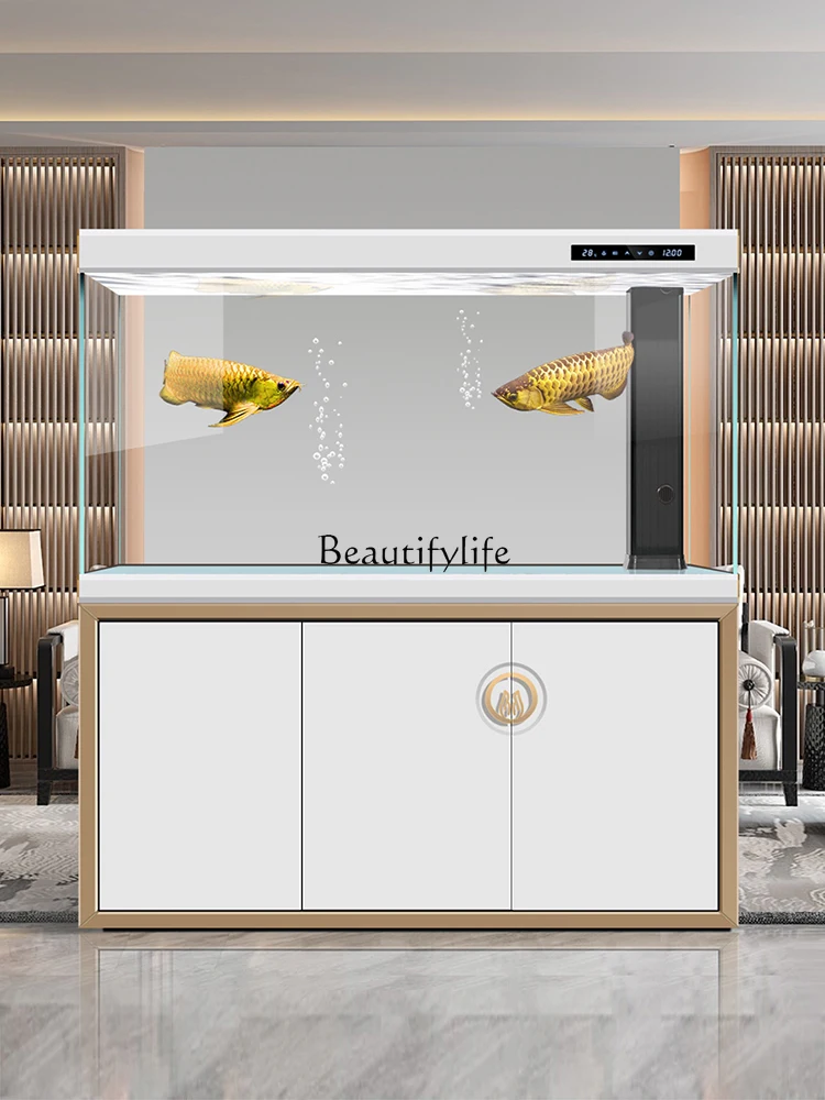 Fish Tank Living Room Large 2024 New Light Luxury Smart Aquarium Super White Bottom Filter Hallway Screen