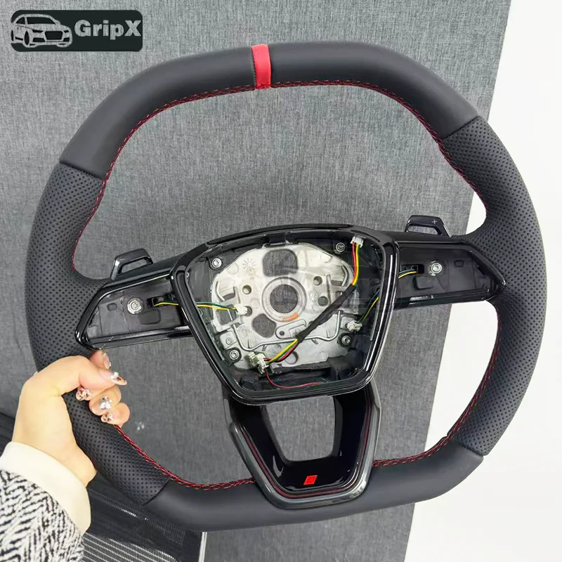 

Semi perforated heated flat bottomed sports steering wheel for Audi A6 A7 C8 RS6 RS7