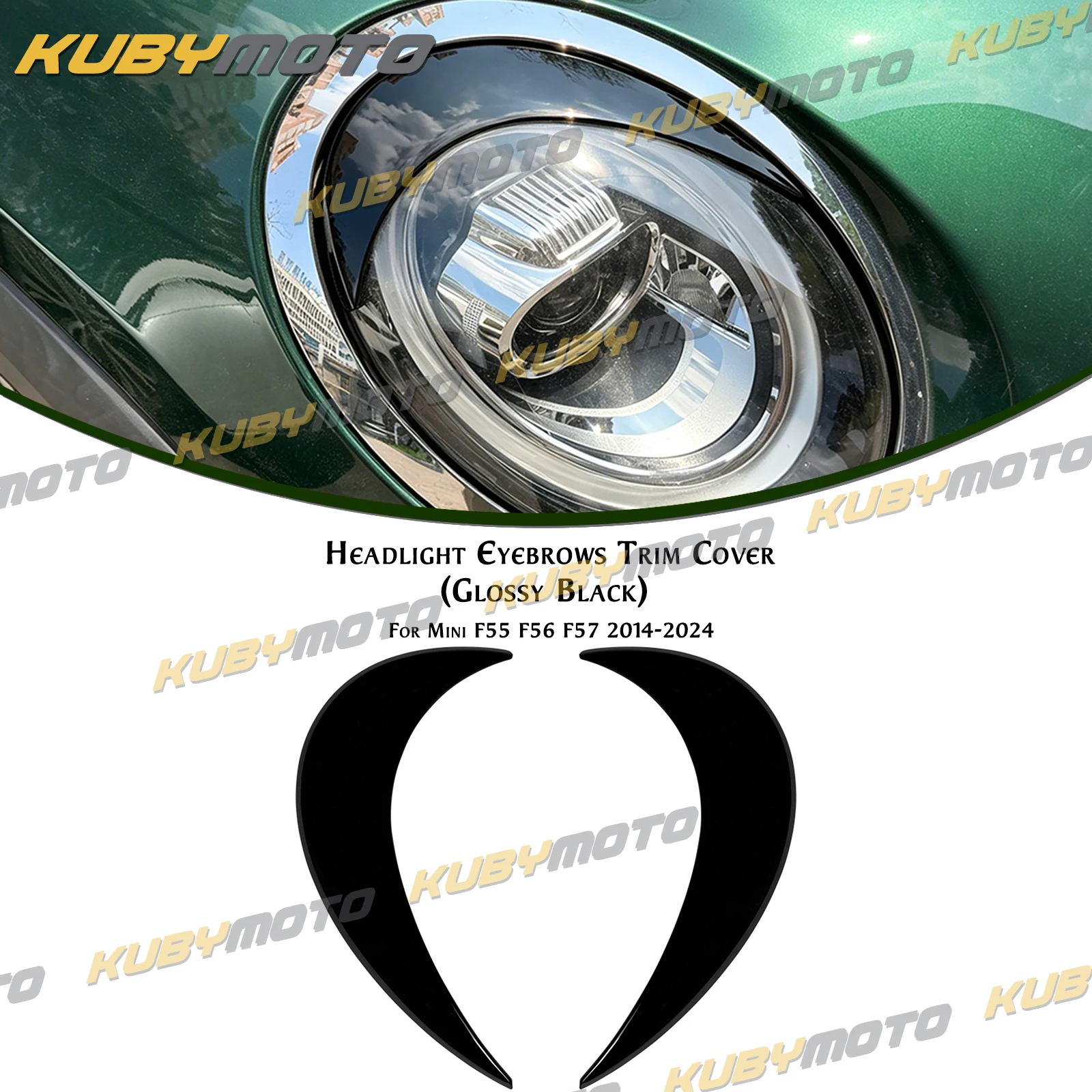 1 Pair Headlight Eyebrow Trim Eyelid Cover Front Lamp Sticker For Mini F55 F56 F57 2014-2024