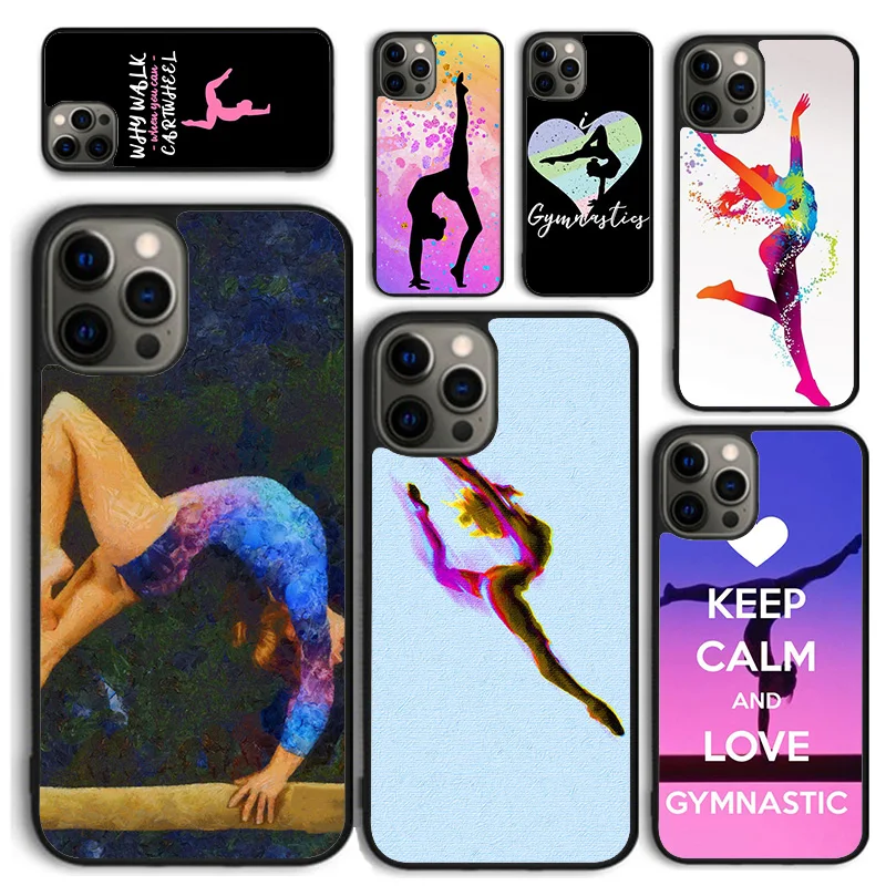 Gymnastics Oil Painting Soft Phone Case For iPhone 16 15 SE2020 14 Max 7 8 Plus 11 12 13 Pro Max Mini Phone Cover Fundas