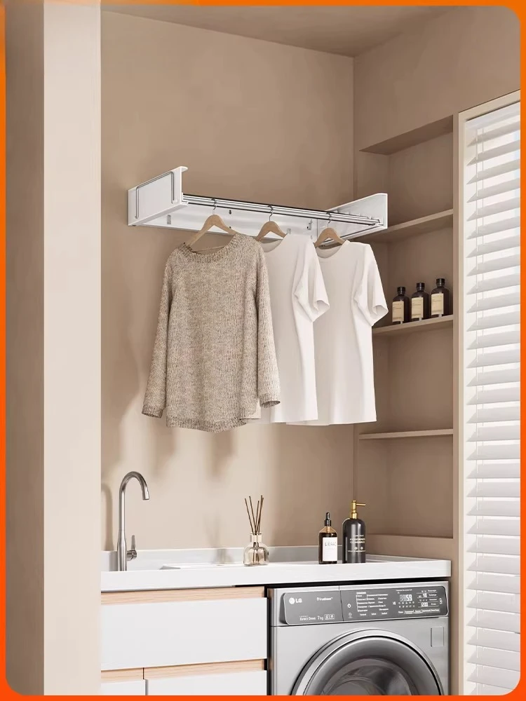 

Foldable Invisible Wall Mounted Clothes Drying Rack for Balcony Bathroom Indoor Laundry Storage Hanger