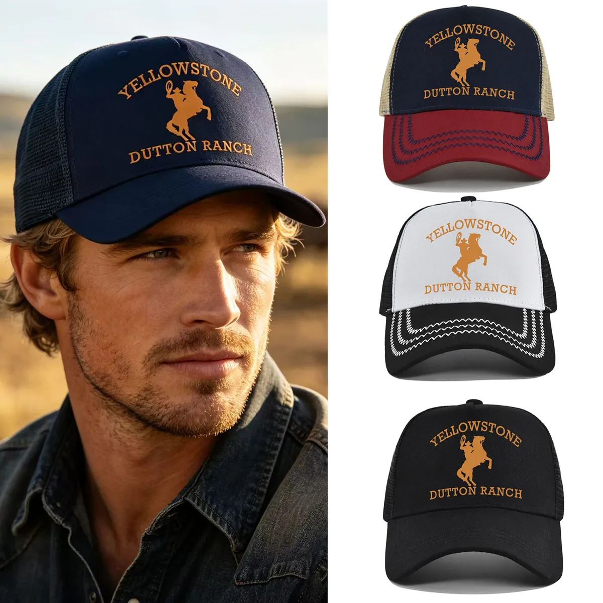 Classic Yellowstone Dutton Ranch Foam Trucker Cap Men Women Adjustable Mesh Dad Hat Adult Daily Sun Sports Visor Caps
