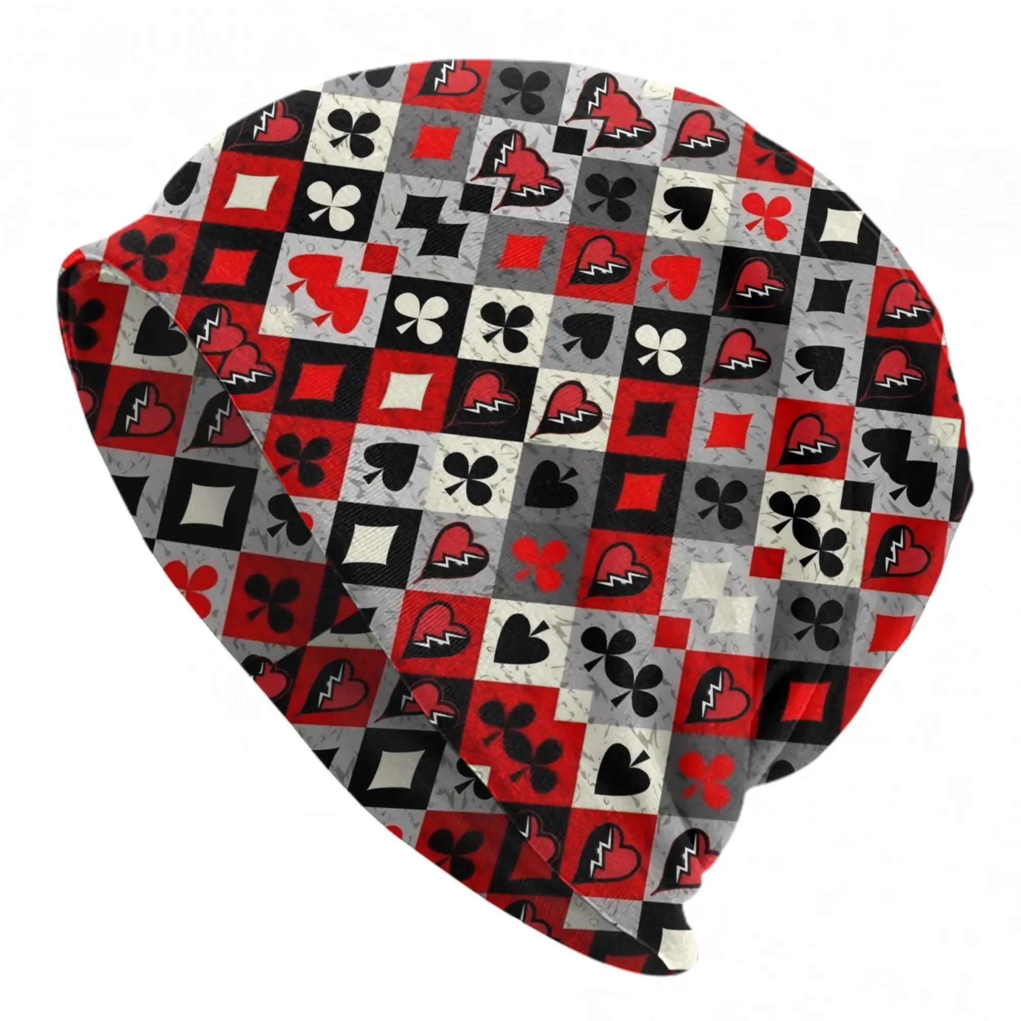 Red Queens Hearts Caps Halloween Poker Casual Men Women Ski Skullies Beanies Hat Spring Warm Head Wrap Bonnet Hat