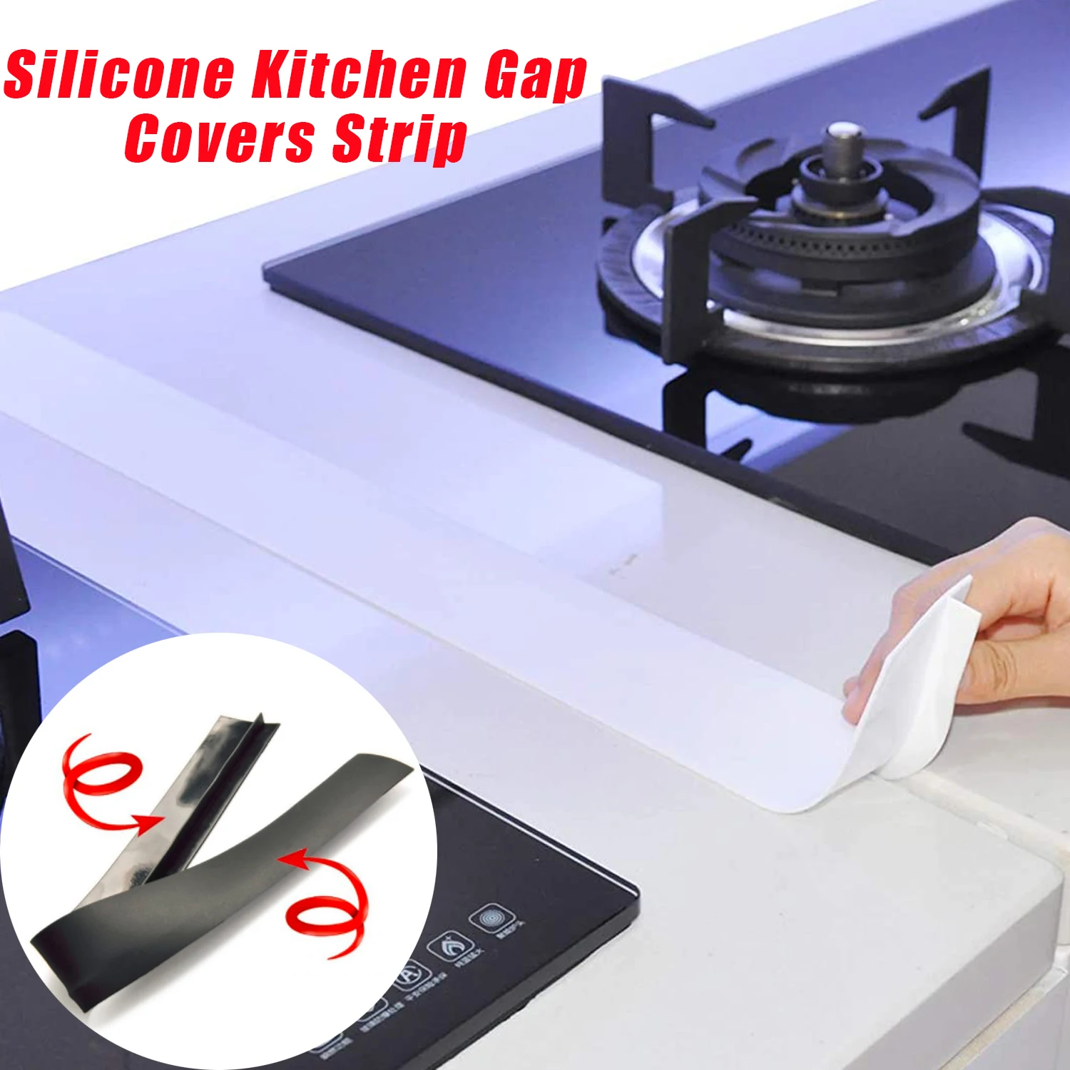 Flexible Sllicone Gap Cover Kitchen Stove Counter Oil-gas Slit Filler Heat Resistant Strip Mat Heat Oil/Dust/Water Proof Sealer