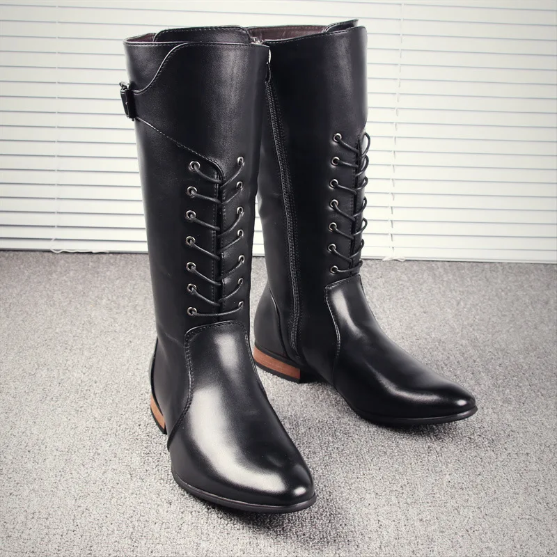

Autumn New High Quality Mens Long Boots British High-end Men Boots Designer Shoes Men Motorcycle Boots Knight Soft Leather Botas