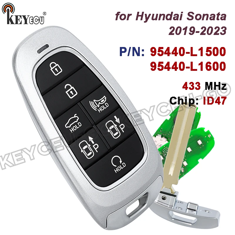 

KEYECU 433MHz ID47 Chip 95440-L1500 95440-L1600 for Hyundai Sonata 2019 2020 2021 2022 2023 Keyless-Go Smart Remote Key Fob
