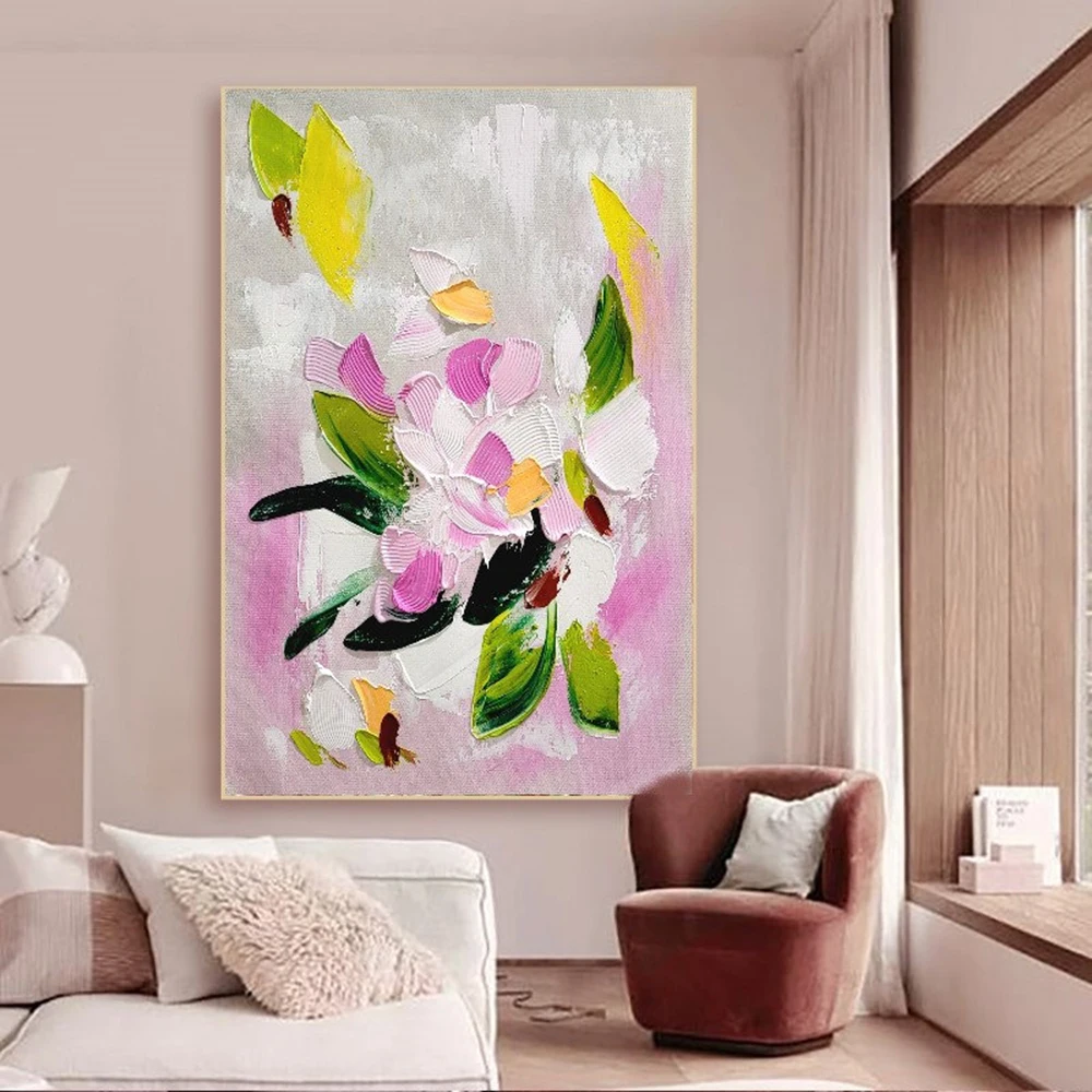 

Handmade Oil Painting Extra Large Impasto Oil Painting on Canvas Floral Abstract Painting Modern Wall Art for Living Room