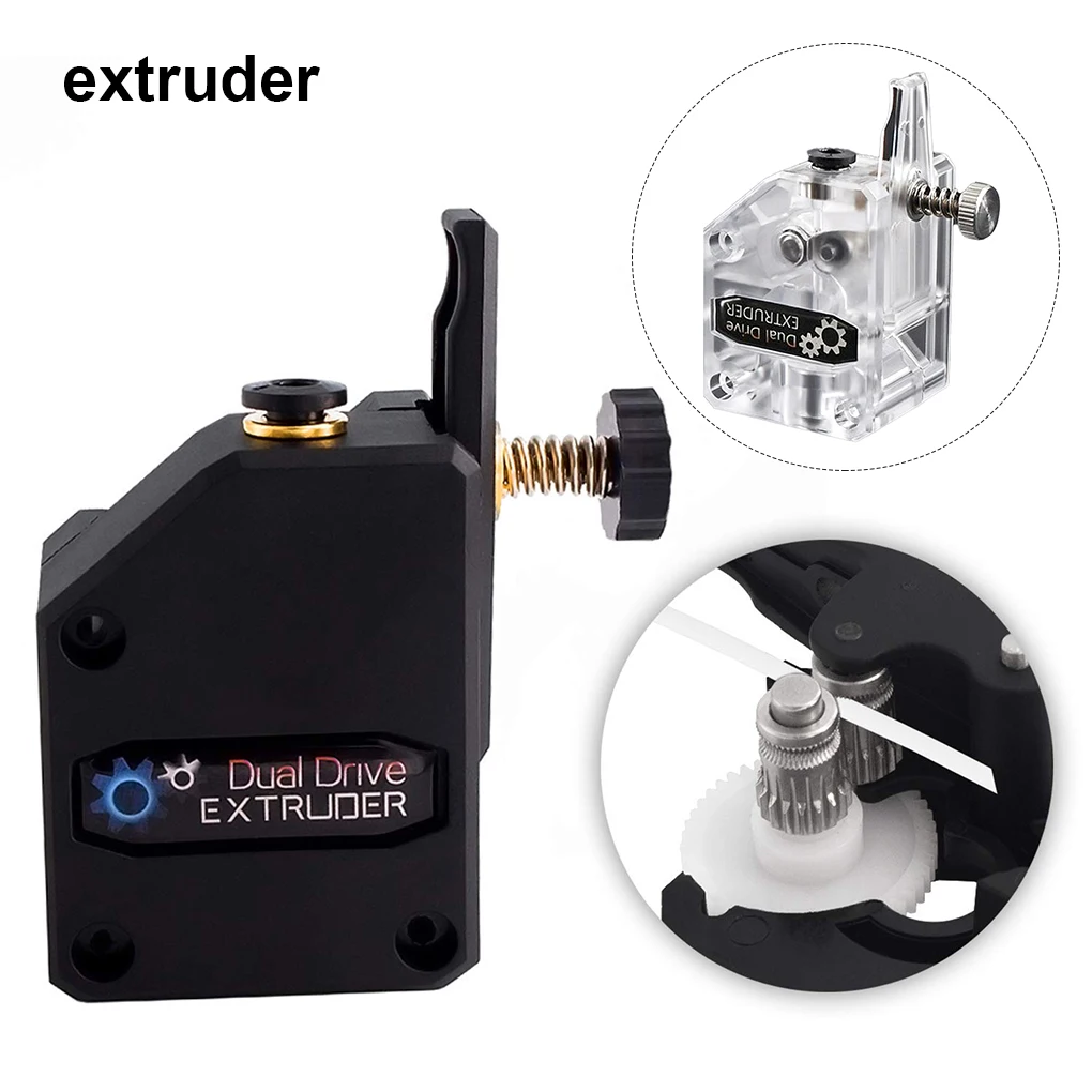 Extruder Kit Dual Drive Internal Gear 3D Printer Flexible Repair Extrusion Tools Upgrade Part Accessories Black