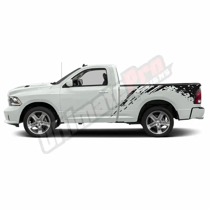 Side Bed Mud Splash Vinyl Decal Sticker Compatible with  Ram SRT8 RT 1500 Regular Cab Rebel Laramie Longhorn