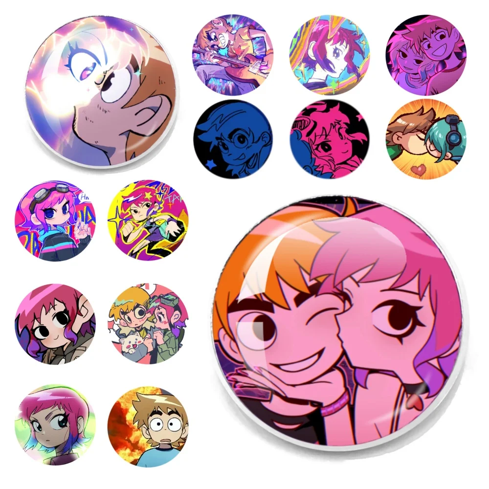 Anime Scott Pilgrim Metal Pins Cartoon Figure Wallace Ramona Funny Meme Badge Bag Lapel Pins Clothes Brooch Accessories Gifts