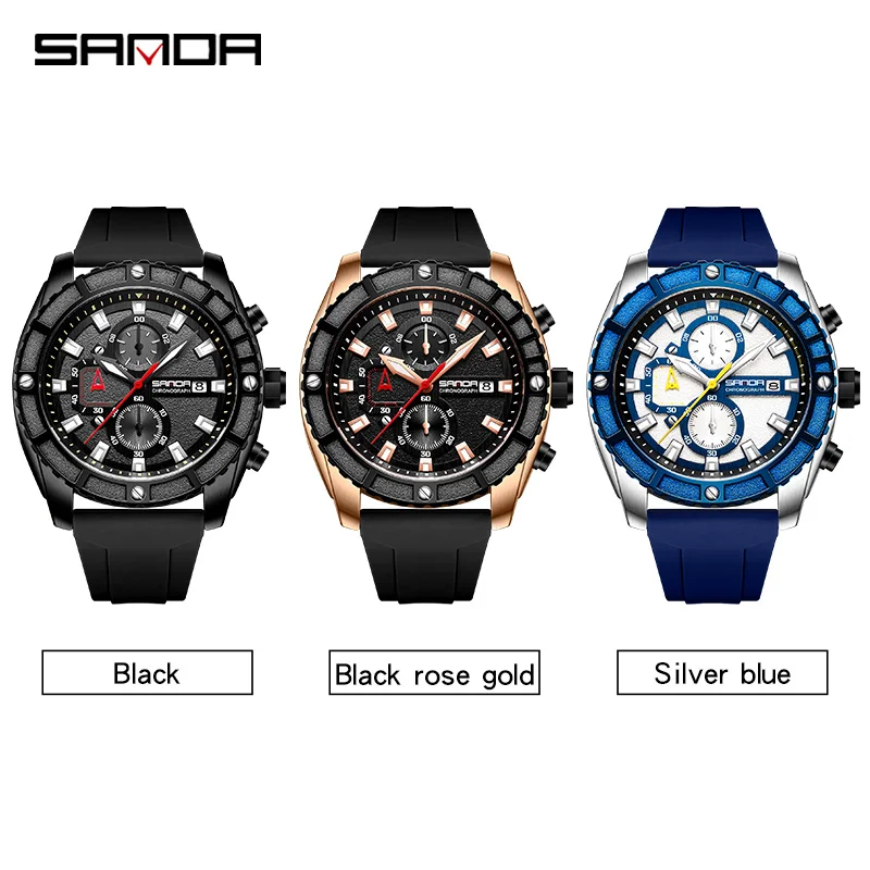 SANDA 5315 جديد الرجال العسكرية الرياضة الساعات الرجال مقاوم للماء موضة سيليكون حزام ساعة اليد رجل فاخر العلامة التجارية الأعلى مضيئة ساعة