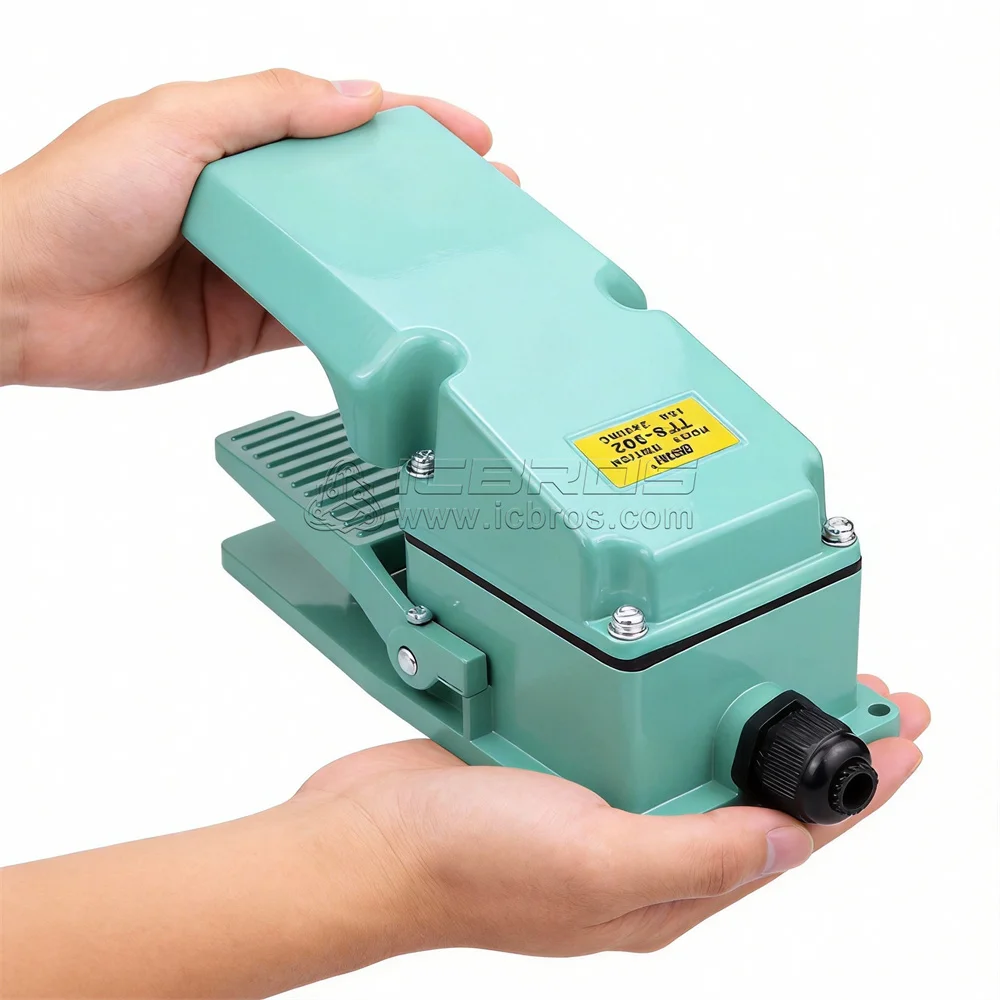 LT4 TFS-302 Foot Switch Machine LT-4 Switch Aluminum Case Treadle Pedal Silver Contact Current Voltage 15A 250V Grey Yellow
