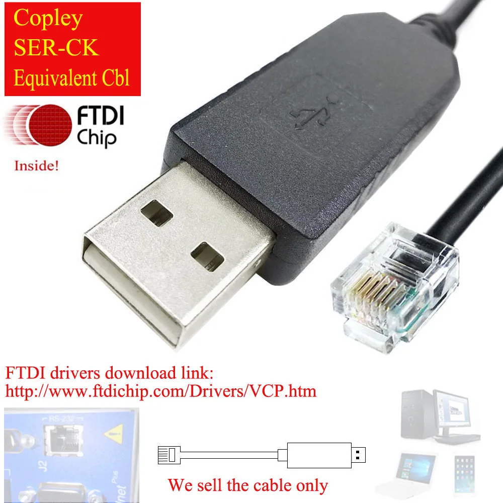 

Copley Servo Motor Drive Controller Xenus XTL J5 J6 RS232 Serial Port Config Setting Program Cable SER-CK Analogic SER-USB-RJ11