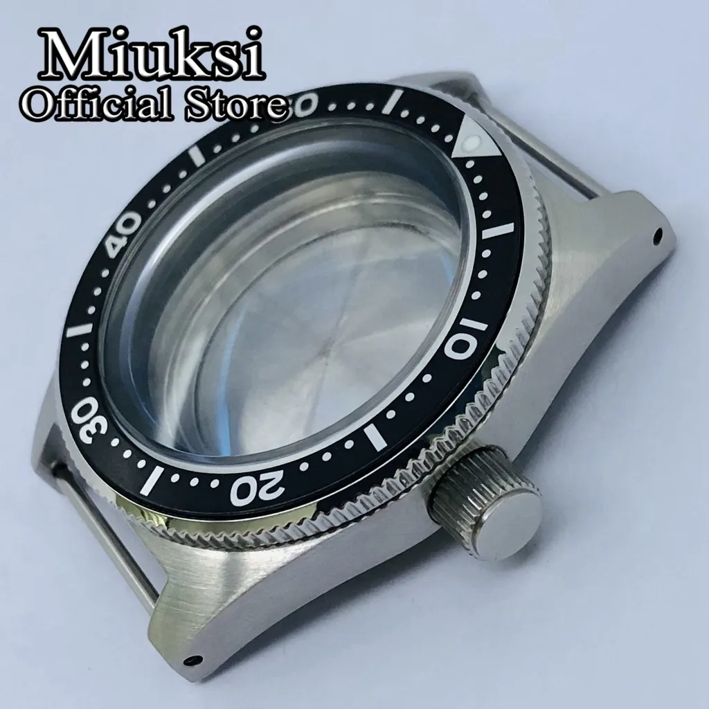 Miuksi 62MAS diving 40mm silver sterile watch case domed sapphire glass fit NH35 NH36 movement