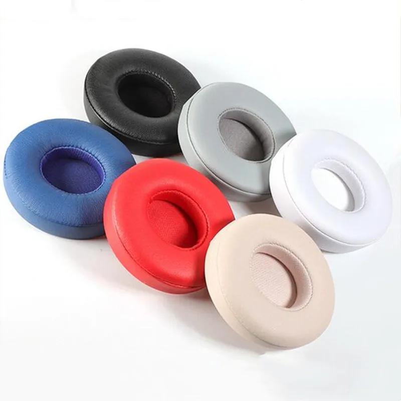 2 almofadas de orelha de couro da proteína dos pces, almofadas de substituição das tampas da orelha para as batidas solo 2 & solo 3 sem fio earpads earmuffs