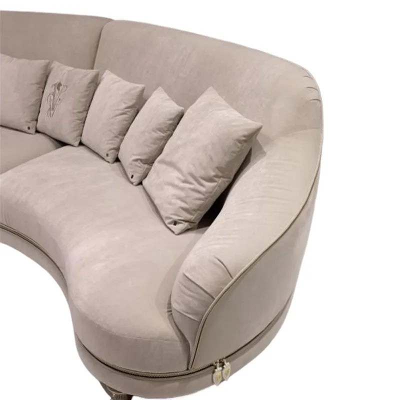 Italian light luxury modern leather sofa, villa large flat floor master design living room furniture