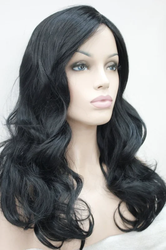 New Fashion Women's Wigs Long Black Curly Wavy Natural Hair Wig+Cap