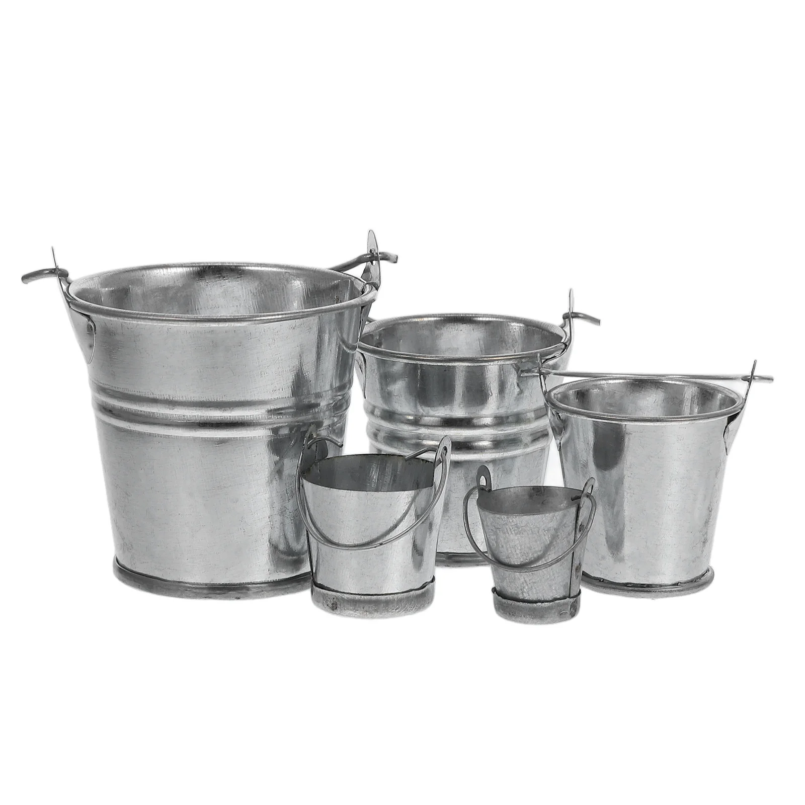 

5pcs Mini Buckets Mini Metal Buckets Metal Dollhouse Garden Decor Small Tin Pails Craftsmanship Durability Microlandscapes