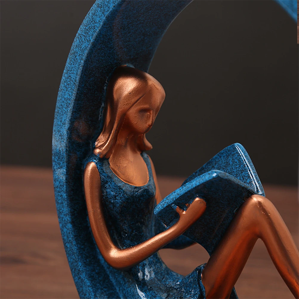 

1Pair Reading Girl Desktop Decor Resin Table Adornment Creative Home Office Decoration Unique Living Room Bedroom Wedding Desk