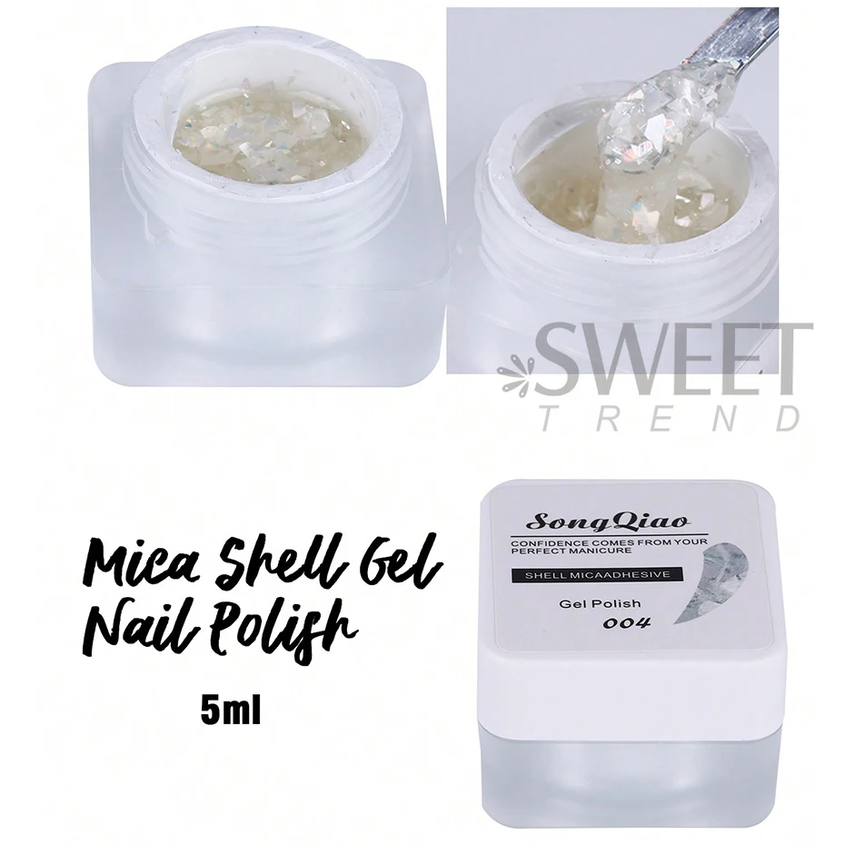 5 ml schimmernder Muschel-Meerjungfrau-Nagelgelpoliermittel, funkelnde weiße UV-LED-glänzende Lacke, Soak Off-Lack, gebrochenes Glimmer-Gel, Maniküre-Dekor – Detail 7