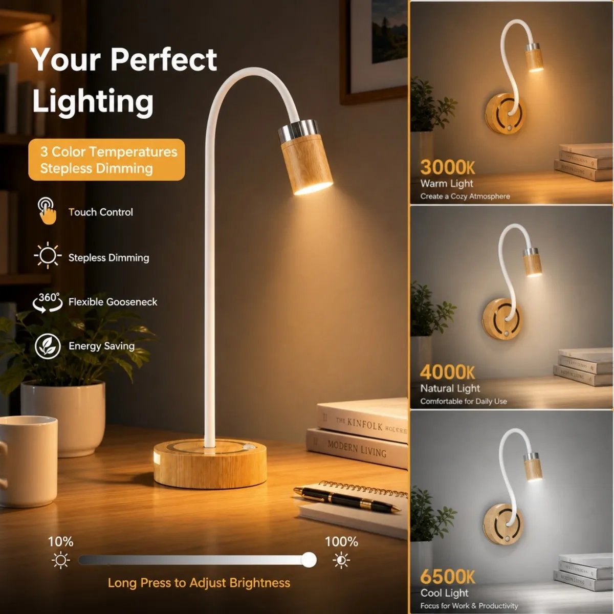 Led Rechargeable Atmosphere Table Lamp, Human Body Induction Night Light Wall Lamp, Touch Dimming, Suitable For Hotel Bedrooms.