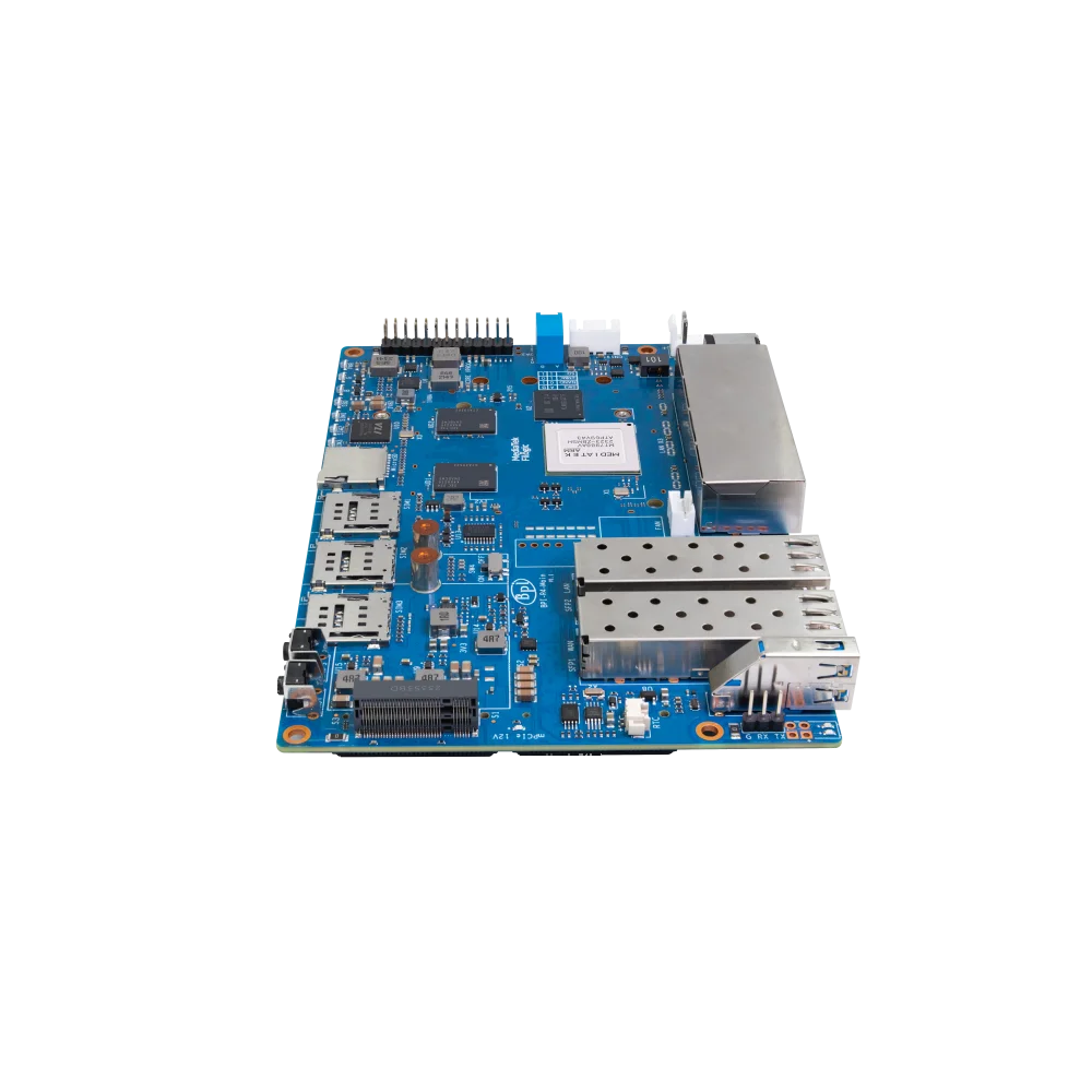 Imagem -03 - Banana pi Smart Router Board Bpi-r4 Suporta Openwrt Mediatek Mt7988a Filogic 880 Braço Quad-core Corex-a73 4gb Ddr4 8gb Emmc