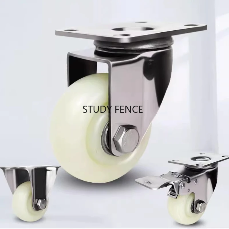 1pc 304 Stainless Steel Casters 1.5/2.5/3/4 Inch Trolley Wheels  Nylon Wheels Furniture Casters Household Hardware Accessories