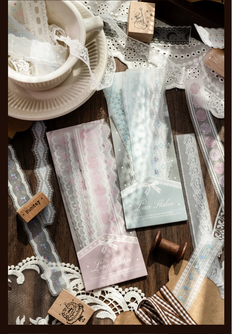 Journal GO 20 Stück durchscheinende PET-Spitzenstreifen, Retro-Schleifenmuster-Klebebänder für Journaling, Scrapbooking, Planer & DIY-Bastelarbeiten – Detail 12