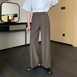 Man Suits Pants Wide Leg Black Pleated Baggy Summer 2024 Fashion Stylish Trousers for Men Korean Style Clothes Classic New in Up