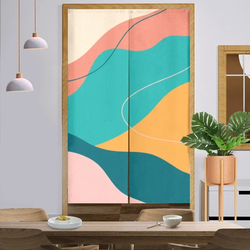 Nordic style Morandi changing room Curtain Privacy Partition Doorway Curtains Kitchen Entrance Noren Linen Hanging Half-curtain