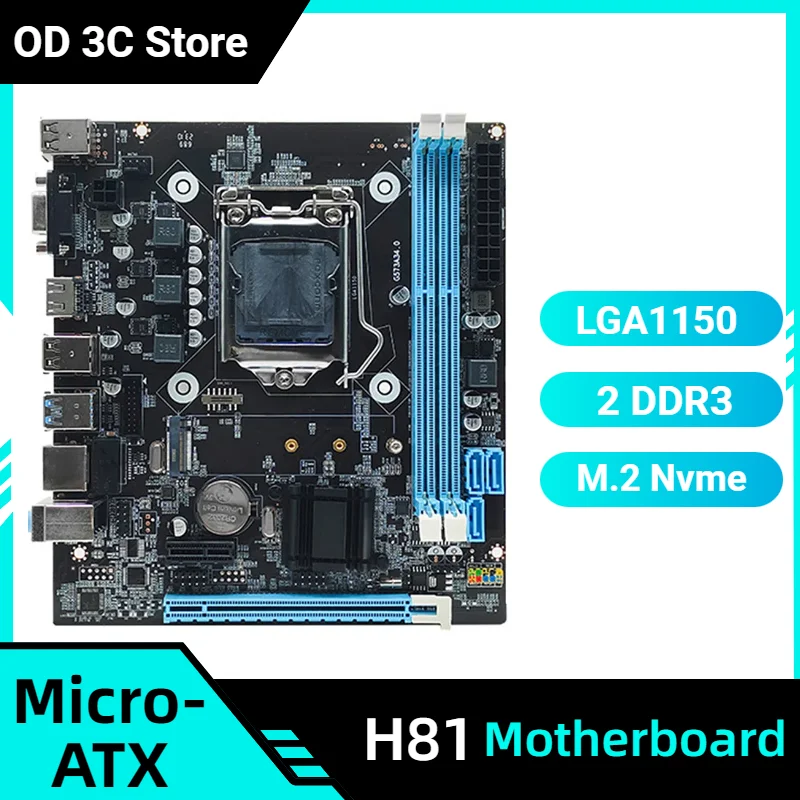 H81 Motherboard 16GB I/O Interface Micro-ATX LGA1150 PC Main Board Support SATA 3.0 2.0 PCI Express X16 X1 M.2 Nvme/NGFF Slot