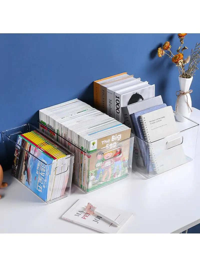 透明プラスチック収納ボックス本おもちゃオーガナイザー学生デスクトップ収納容器家庭用アクリル素材拡張可能なサイズ