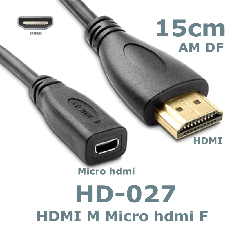 20cm Micro Mini HDMI Compatible Extension Cable Male to Female Adapter 1080P HD TV Camera Cable