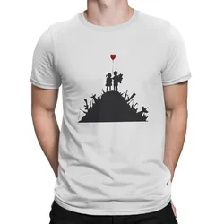 Graffiti Artist Banksy Children Boy And Girl With Heart Balloon Tshirt Graphic Men Vintage Fashion Summer Short Sleeve T Shirt