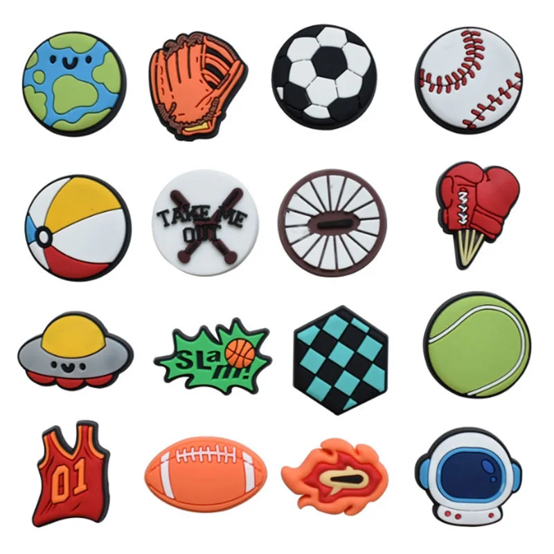 ball characters soccer basketball badminton table tennis baseball bowling volleyball shoe buckle charms accessories decorations